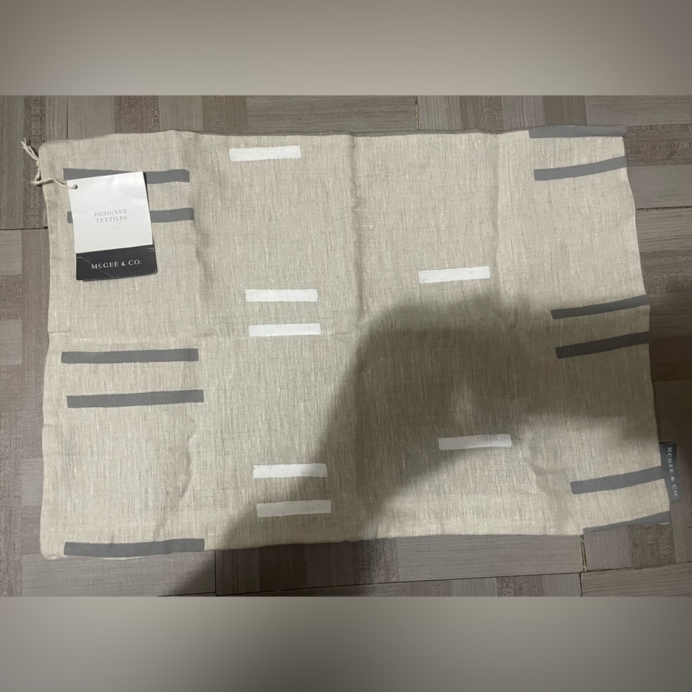 McGee & Co. Beige Placemat with Gray Stripes
